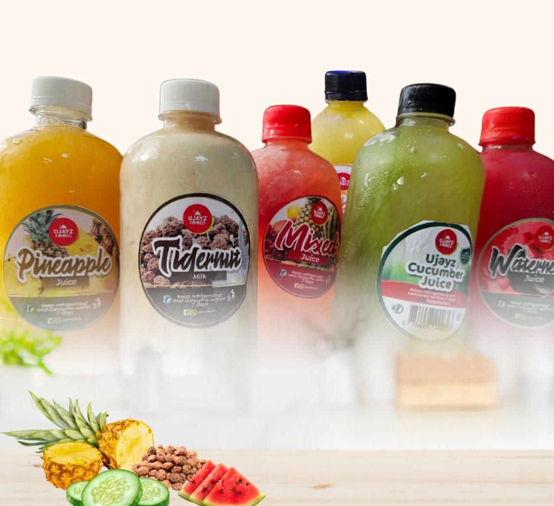 Ujayzfood full juice bundle featuring six fresh 500ml drinks made in Asaba