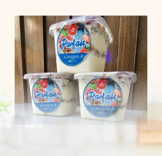 Fresh 250ml parfait from Ujayzfood with yogurt, granola, and fruits